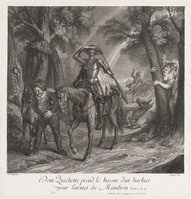 KG 12948
<br/>
Don Quichot verwart een scheerbekken met een stormhoed.
<br/>
<em>Surugue, Louis (1686-1762)</em>
